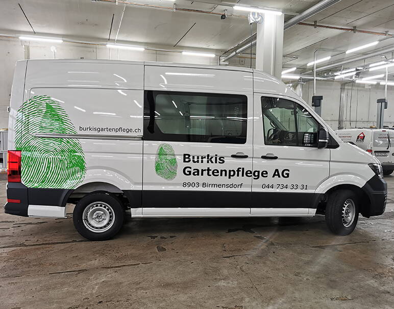 Fahrzeugbeschriftung, Burkis Gartenpflege AG